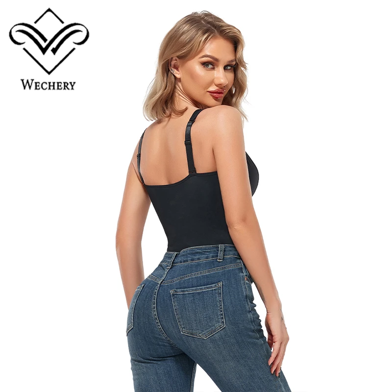 Женское боди с V-образным вырезом и съемной чашкой