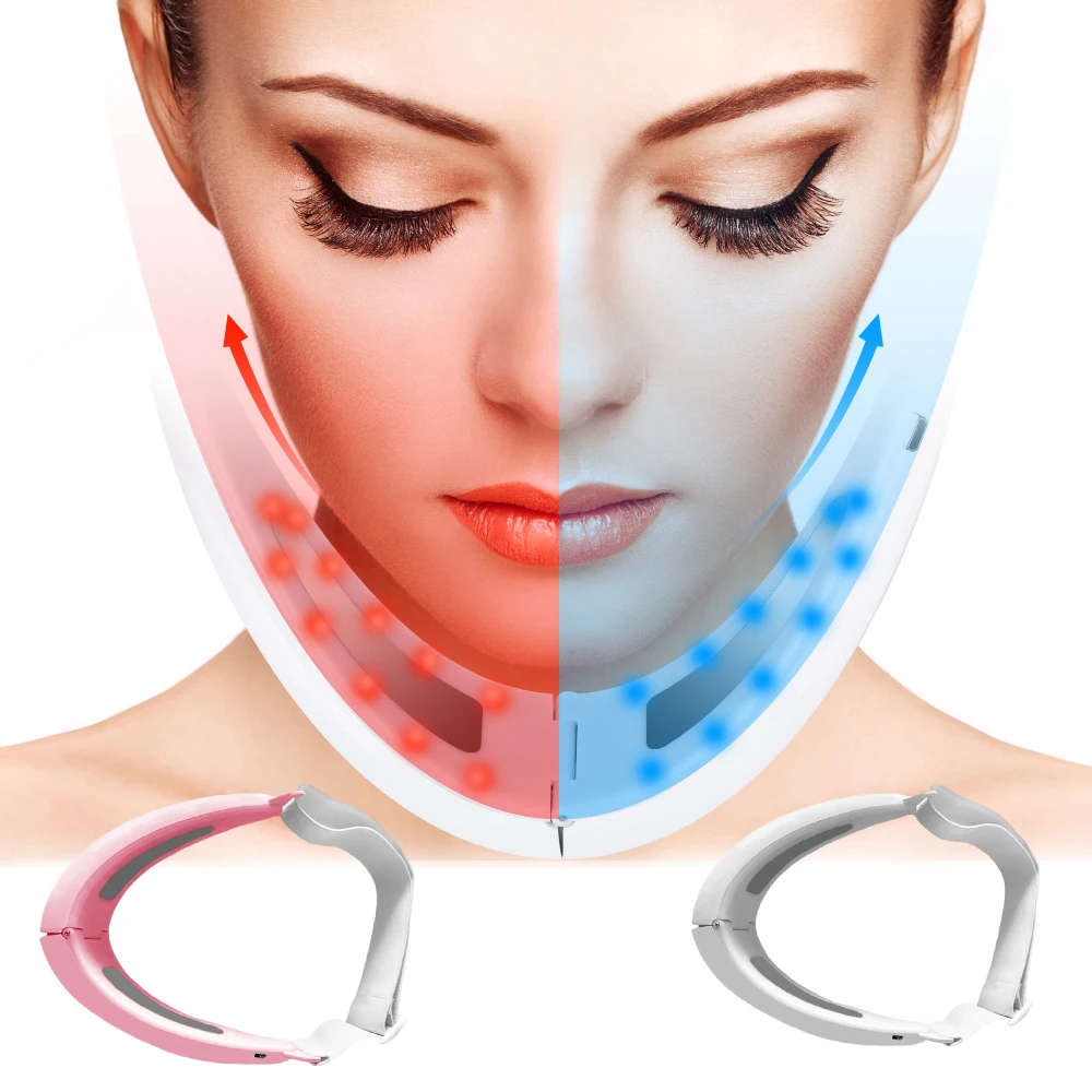 

Lifting Facial Massager Double Chin Face Slimmer Vibration Lift Up Belt V Shape Tightening Reducer Red Blue LED Photon Therapy