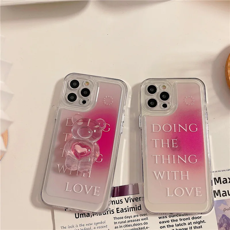 Чехол-подставка с градиентным медведем для iphone 11 Противоударные Защитные чехлы 13