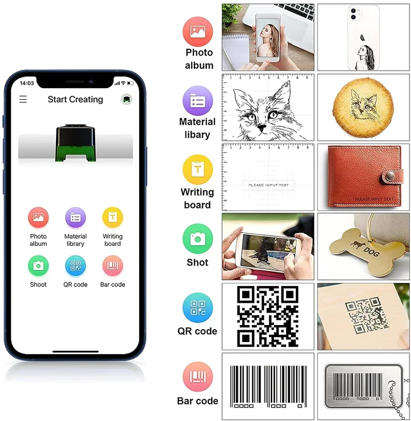 Лазерный гравер COMGROW Настольная деталь мини-принтер для печати логотипов