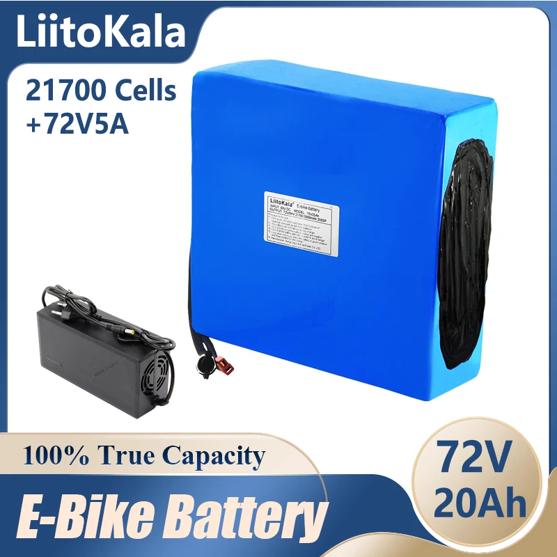 

LiitoKala 72V 20Ah 21700 lithium battery pack 20S4P 84V electric bicycle scooter motorcycle BMS high power battery + 5A charger