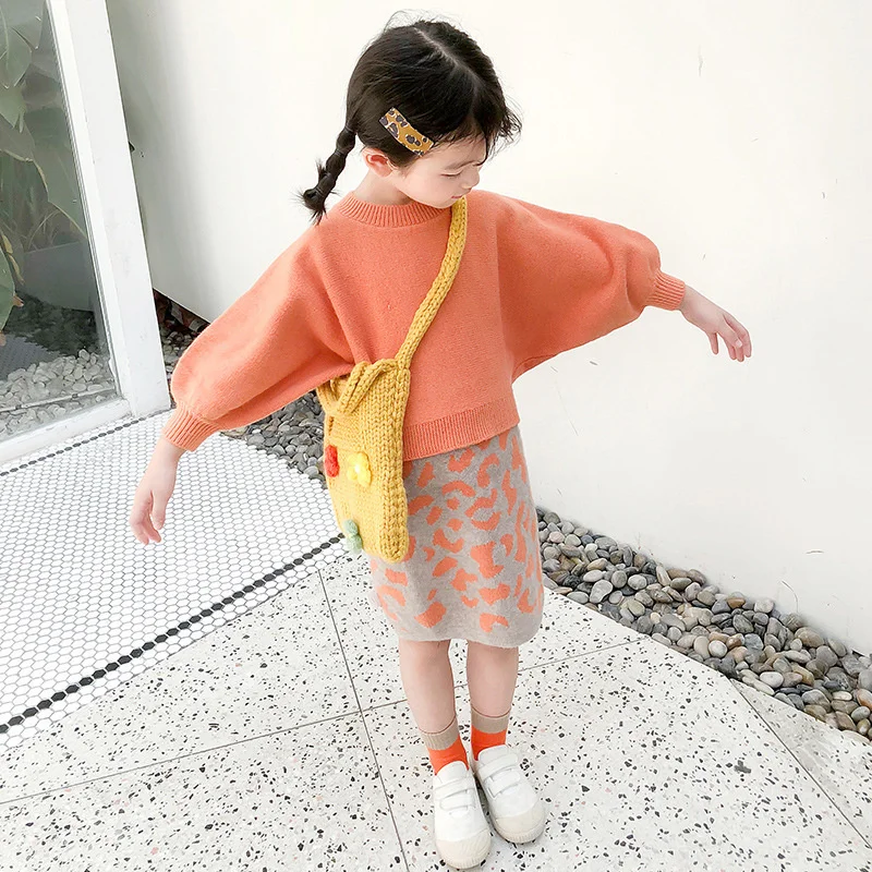 

Girls' Foreign Style Net Red Suit Skirt Autumn Dress 2022 New Foreign Style Children's Baby Sweater Two Piece Set Fashion