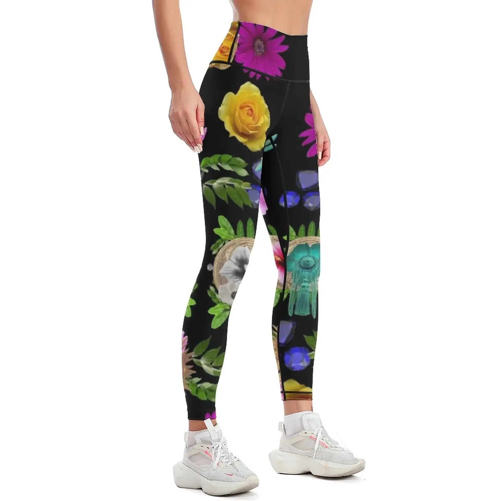Фото Леггинсы Ediemagic Floral Fantasy, леггинсы для активного отдыха, одежда для спортзала, женская спортивная одежда, женские леггинсы с эффектом пуш-ап, женские леггинсы №2