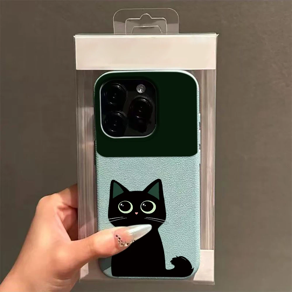 Фото Милый чехол для iPhone 11 12 13 14 15 16 17 Pro Max Plus Air с рисунком черной кошки, креативный дизайн, мягкий чехол из поликарбоната №2