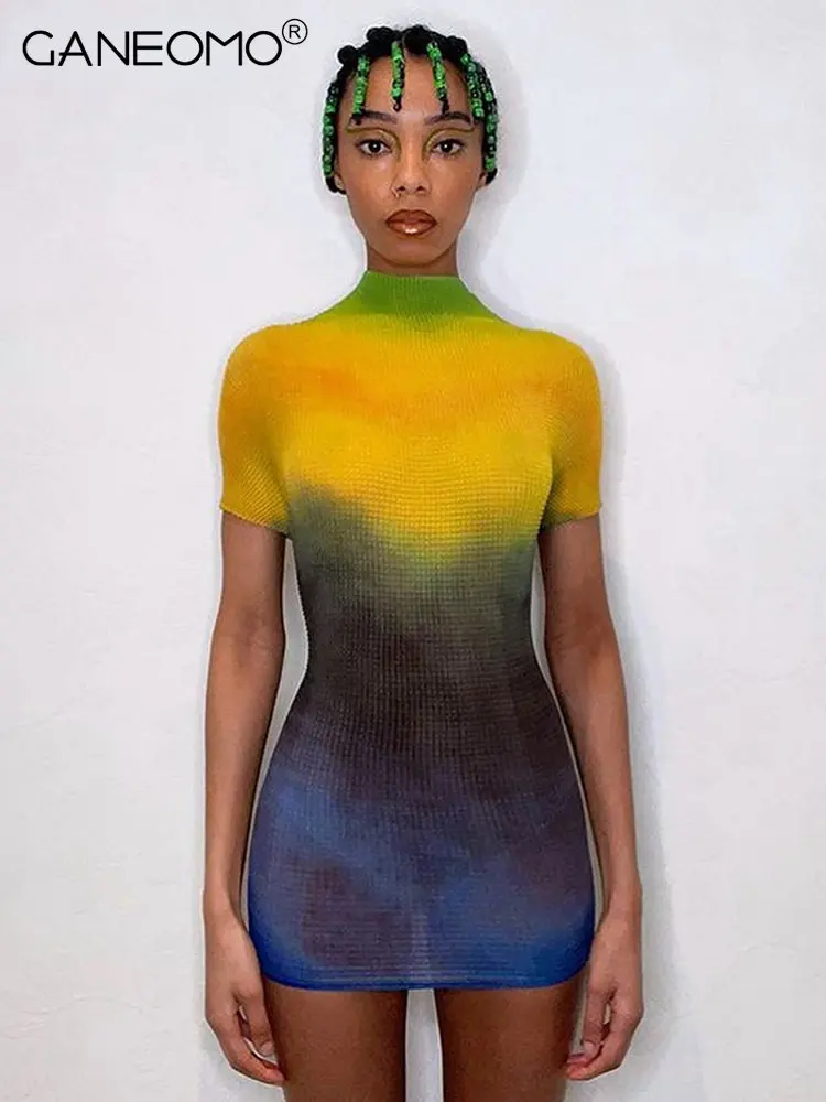 

Женское облегающее платье-мини с градиентом, летнее Повседневное платье для вечеринки в честь Дня Рождения, 2023