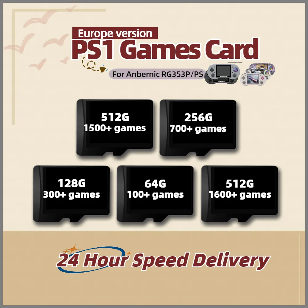 

PS1 Games Card For Anbernic RG353P RG353PS Europe Version TF Box All Language Memory 512G 1500+ 256G 700+ 128G 300+ 64G 100+