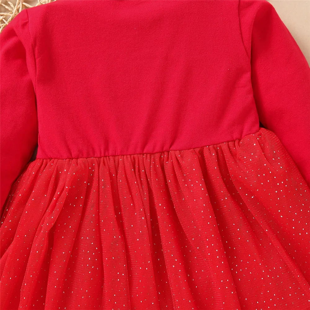 Детское фатиновое платье-пачка с длинным рукавом и круглым вырезом