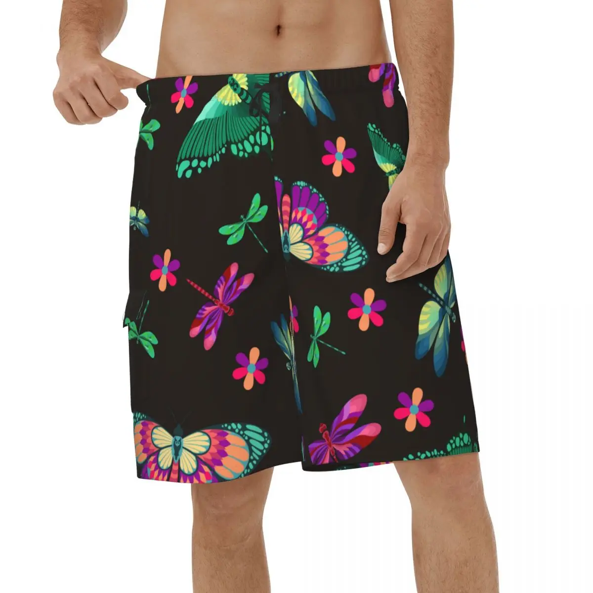 

Пляжные шорты с 3D-принтом бабочки, мужские летние повседневные купальники, быстросохнущие спортивные шорты для серфинга