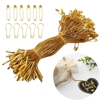 100 50pcs gold color cord ropes with metal safety pins gift packing hanging string thread for jewelry making craft accessories