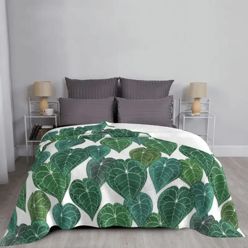 Одеяло с листьями антуриума кларинервиума Фланелевое дышащее покрывало для