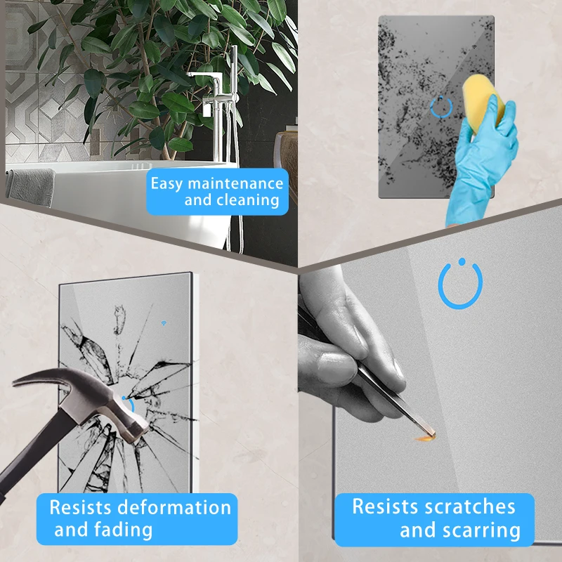 Tuya Smart Life Wifi светильник, переключатель со стеклянной панелью, стандарт США, сенсорный сенсор, Настенные переключатели, голосовое управление Alexa Google Home (art.: 3920be7db5fe3) - 3920be7db5fe3