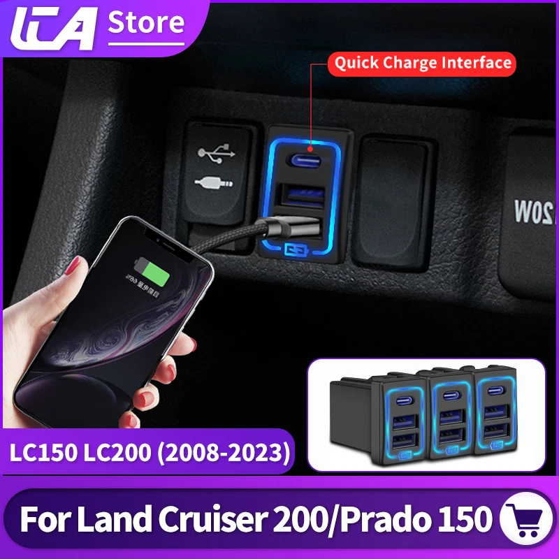 

Car USB Quick Charger QC3.0 For Toyota Land Cruiser 200 Prado 150 Accessories Modified LC200 LC150 FJ150 FJ200 2021 2020 2019
