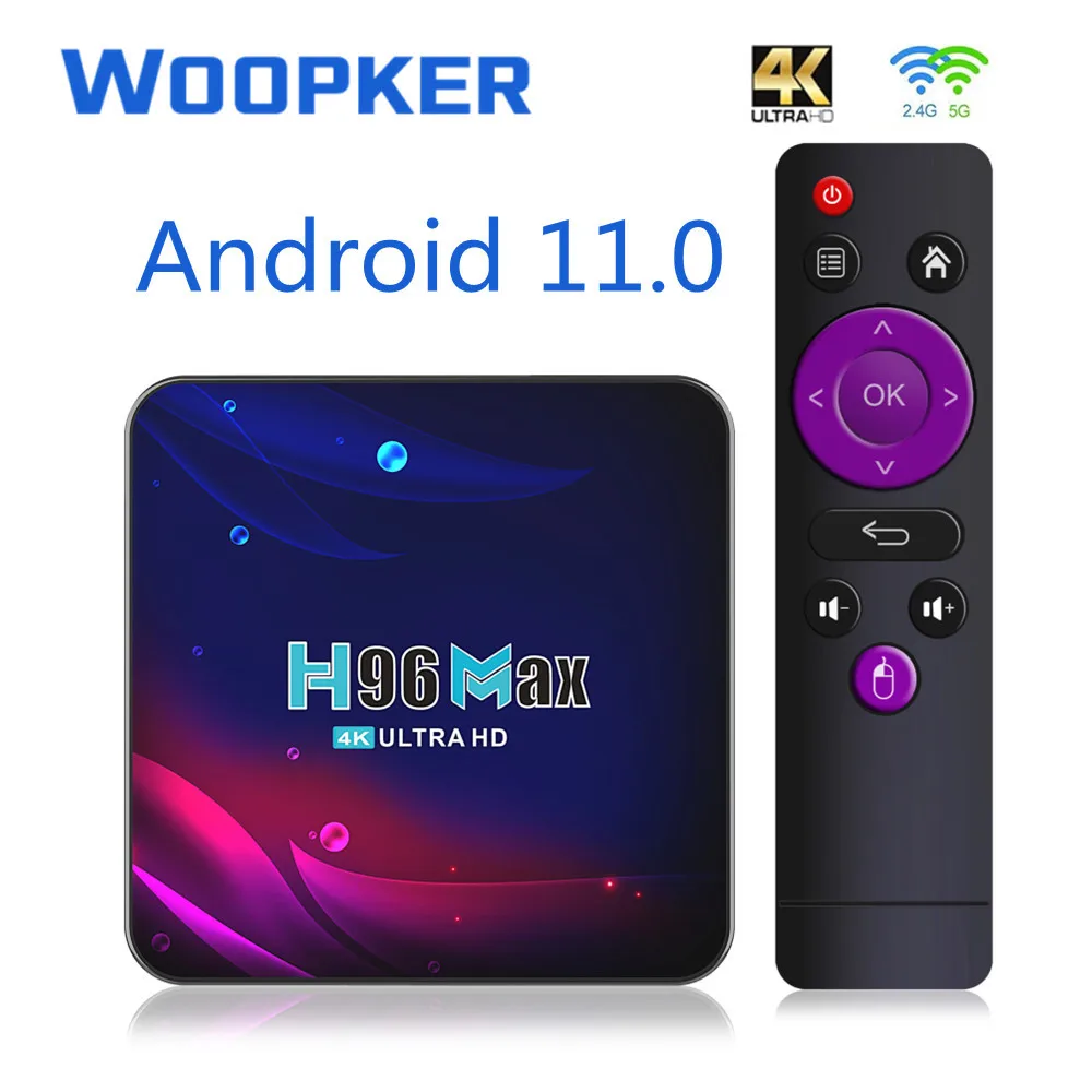 

Смарт ТВ-приставка WOOPKER H96, Android 11, 4 Гб, 32 ГБ, 64 ГБ, Wi-Fi, 2,4 ГБ и 5,8 ГБ, 4K, Hd, Usb 3,0, голосовое управление Google, Bluetooth-приемник, медиа