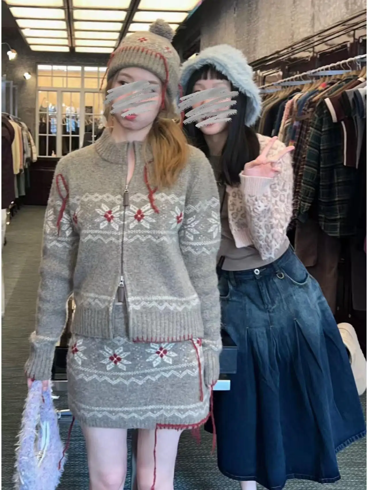 24ss новый зимний рождественский свитер со снежинками верхняя одежда женский