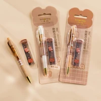 kawaii girl bear spring out mechanical pencil with breakproof 0 5 pencil refill set automatic pencil for student stationery