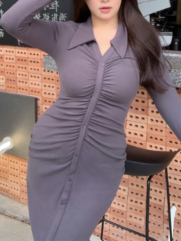 

Женское однобортное платье-кардиган с рюшами, однотонное Повседневное платье-макси на выход, весна 2023