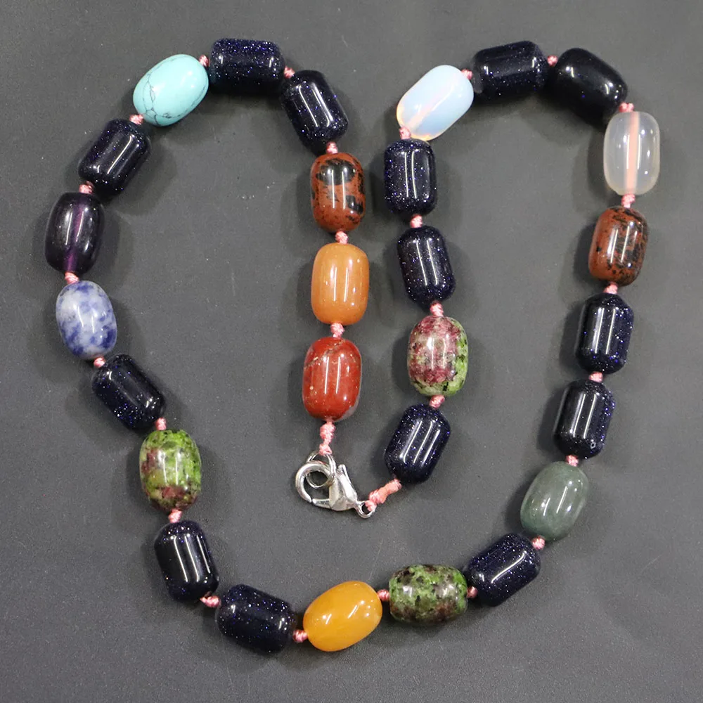 

14x10MM Fashion Oval Beads Natural Stone Necklace Grey Agate Turquoise Charm DIY Jewelry Accessories Wholesale Free Shipping