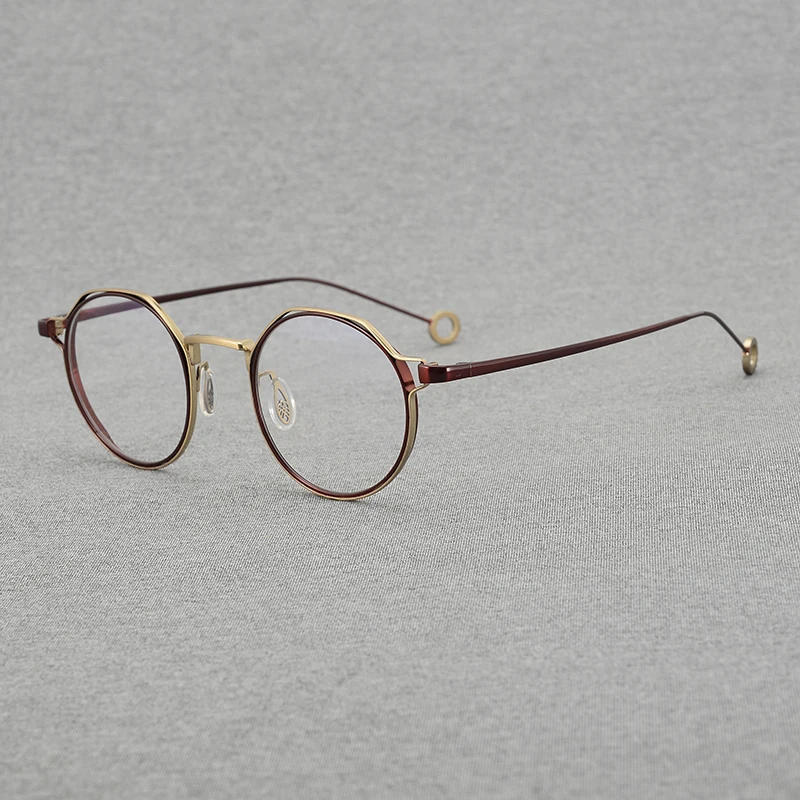 

Оправа для очков Мужская и женская из чистого титана, модные круглые винтажные дизайнерские оптические очки для чтения при близорукости, индивидуализированные