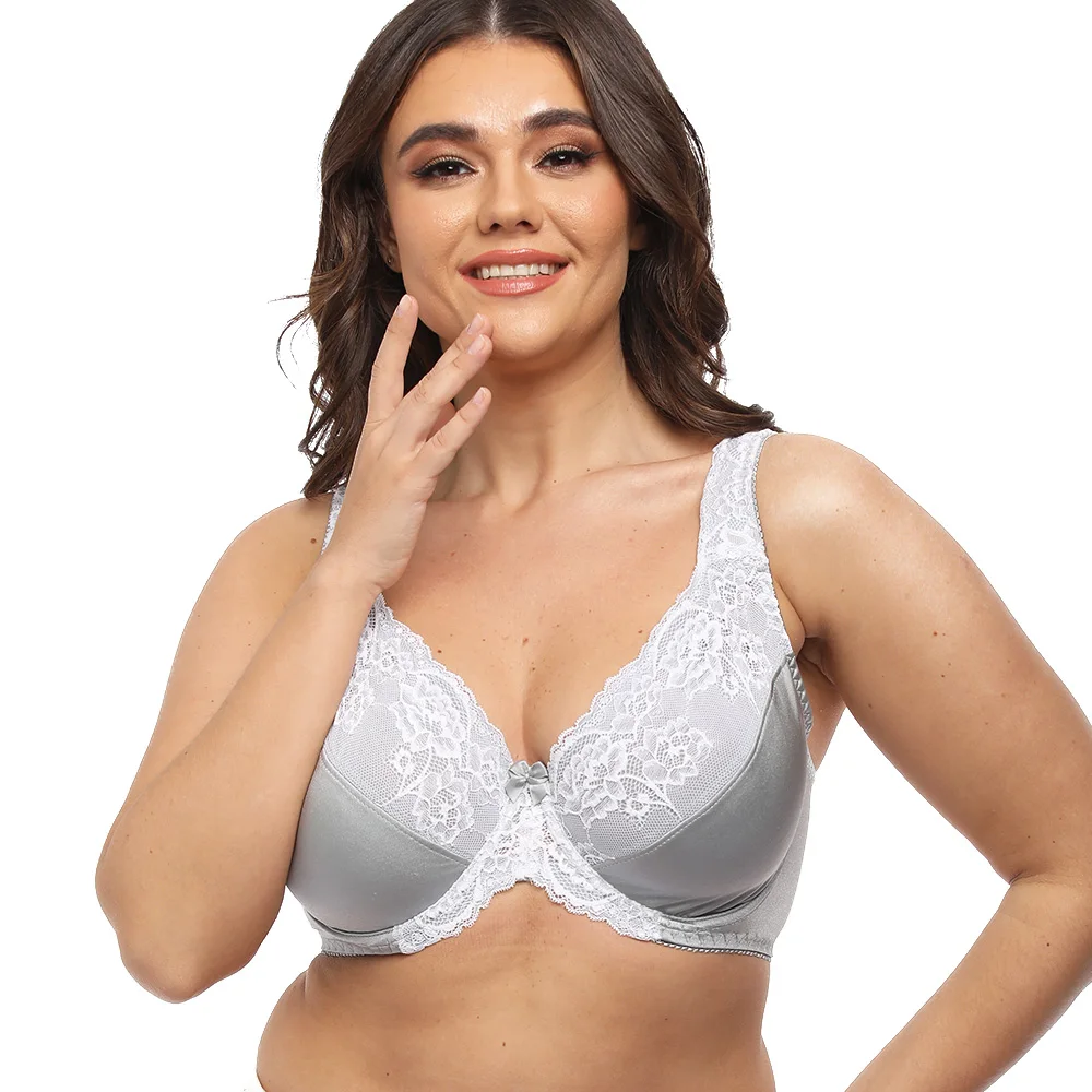 Women Bra Plus Size Bras For Women Lace Embroidery Lingerie Gather Underwire Bras Perspective Bralette C D E F G H I Cup