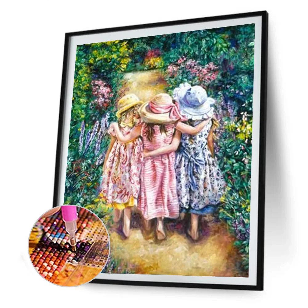 Мозаика 5D сделай сам набор для рисования из круглых страз сада и девушек