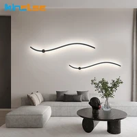 60120cm minimalist wave linear led wall lamp nordic luxury strip sofa background decor lighting bedroom bedside mirror light