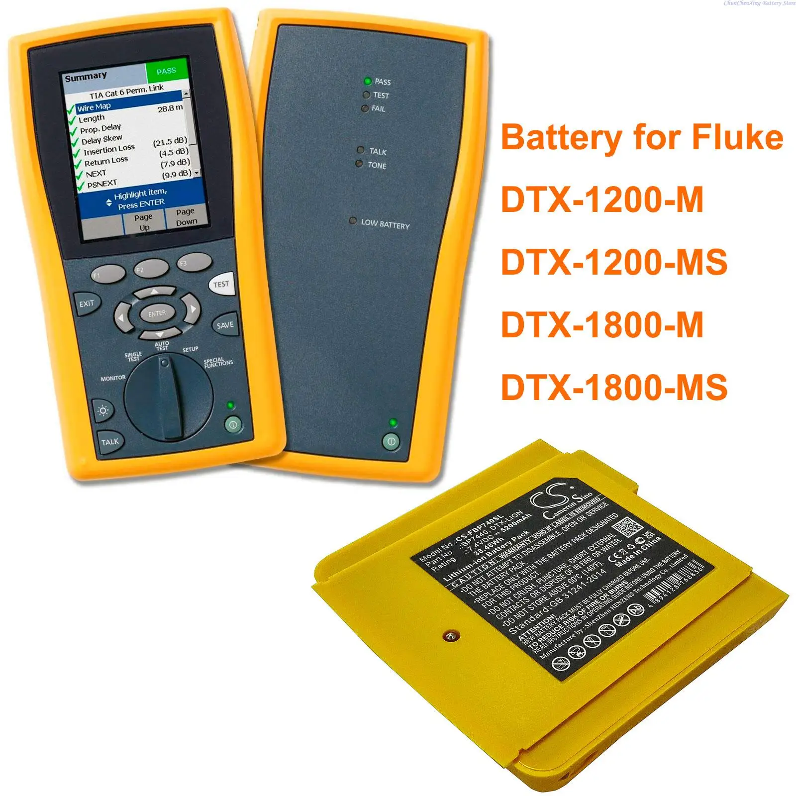 CS 5200mAh Battery BP7440 DTX-LION для Fluke DTX-1200-M, DTX-1200-MS, DTX-1800-M