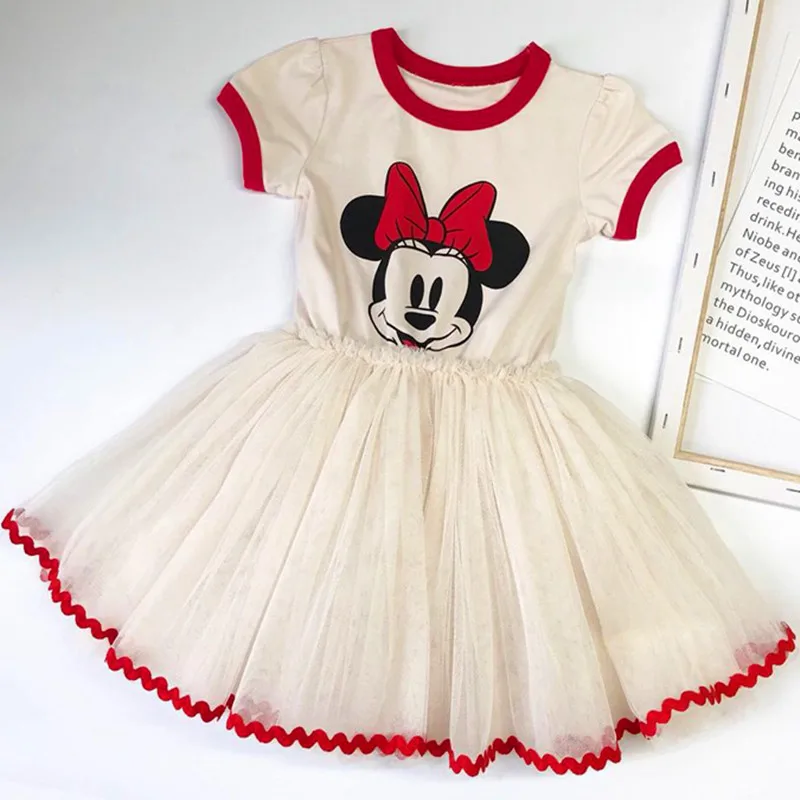 

Girls Cosplay Cartoon Costume Disney Minnie Girls Dress Clothes Kids Summer Short Sleeve Princess Dress Birthday Party Clothing
