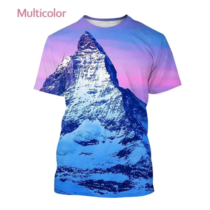

Футболка мужская с 3D-принтом заснеженной горы, модная тенниска с круглым вырезом и короткими рукавами в стиле Харадзюку, унисекс, мягкая удобная майка