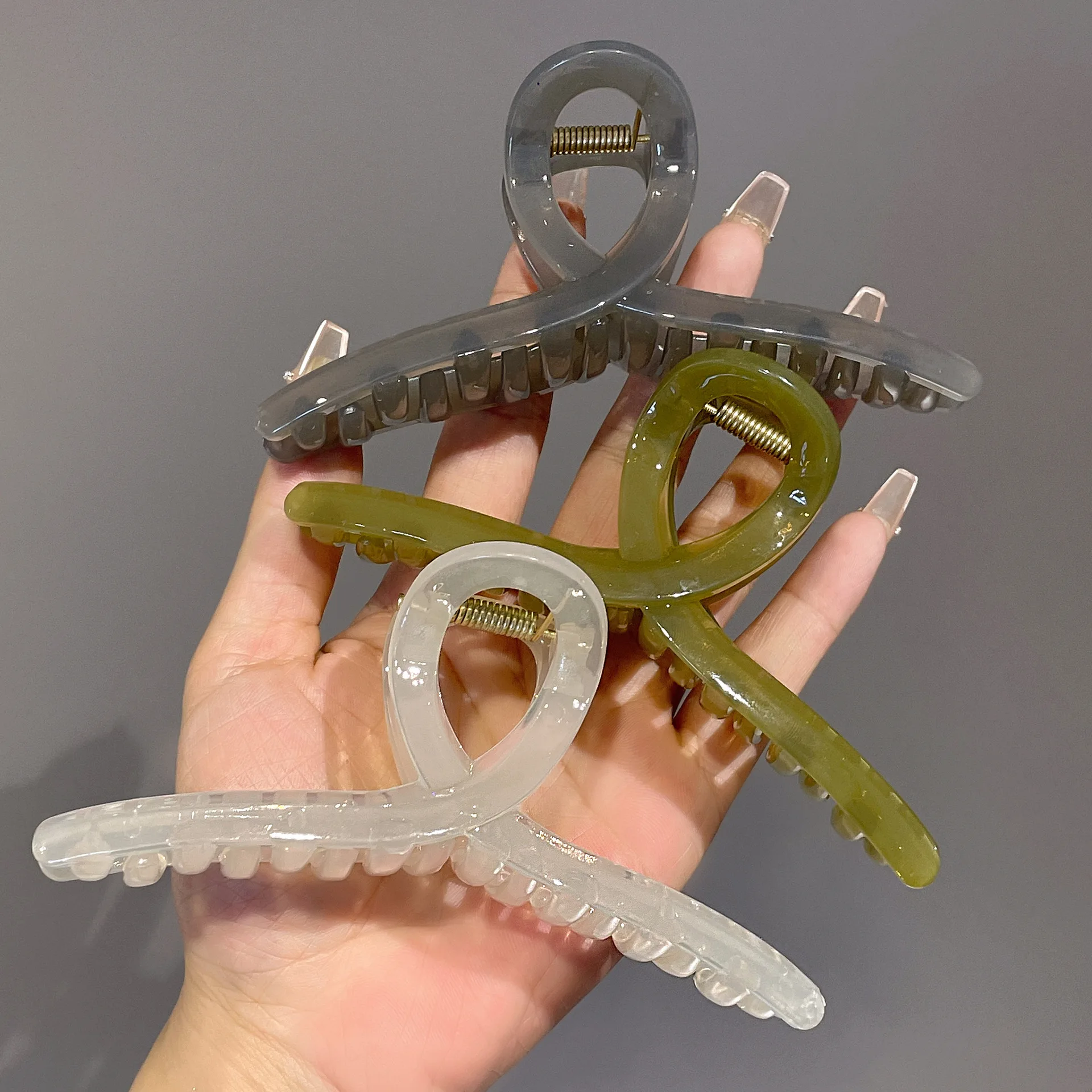 

2022 Новый зажим для волос для женщин и девушек пластиковый прозрачный зажим для волос большого размера зажим для волос краб зажимы головной ...