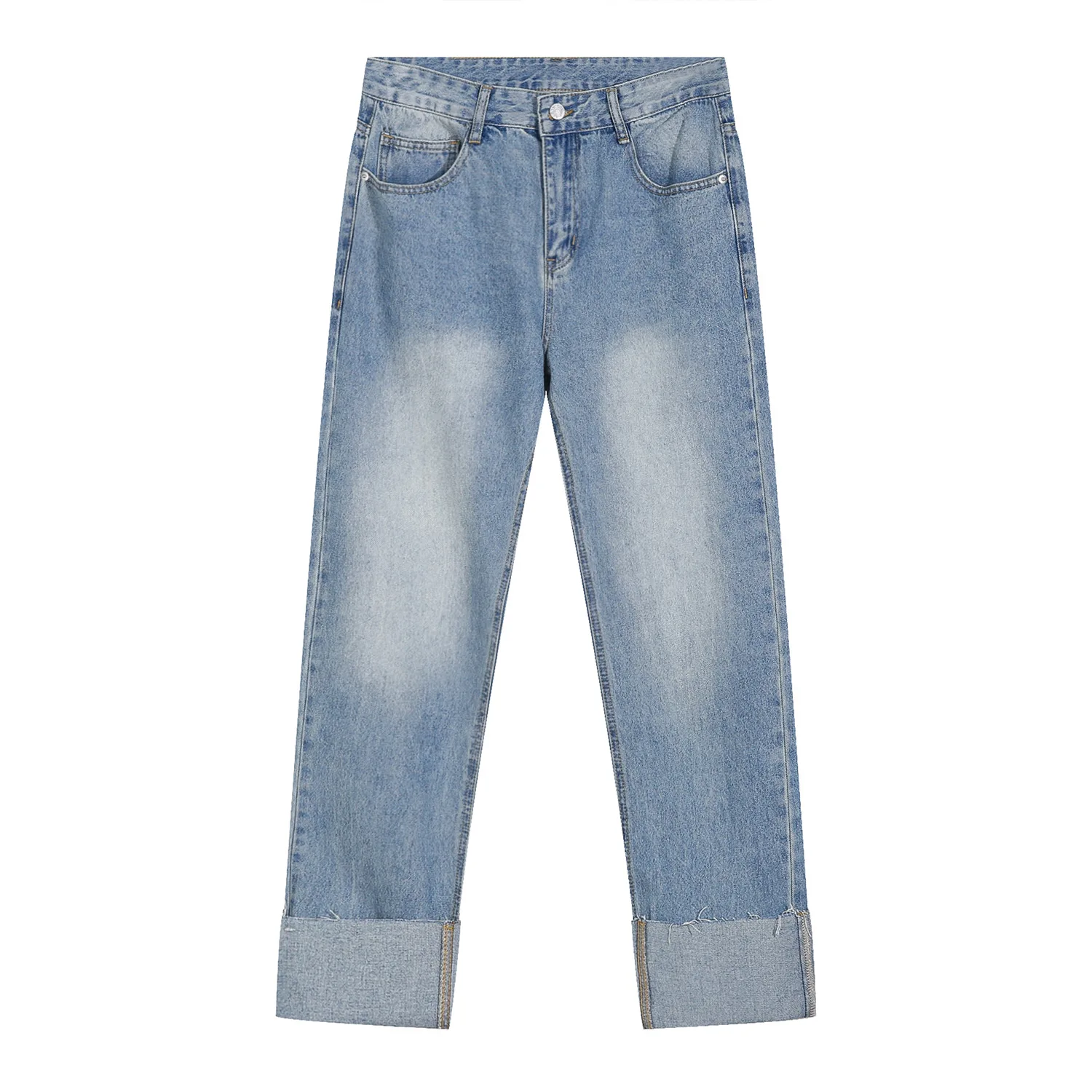 Four Seasons Men's Korean Version Personality Flanging Design Sense Mid-waist Men's Jeans Y2k Pants Men Designer Jeans for Men