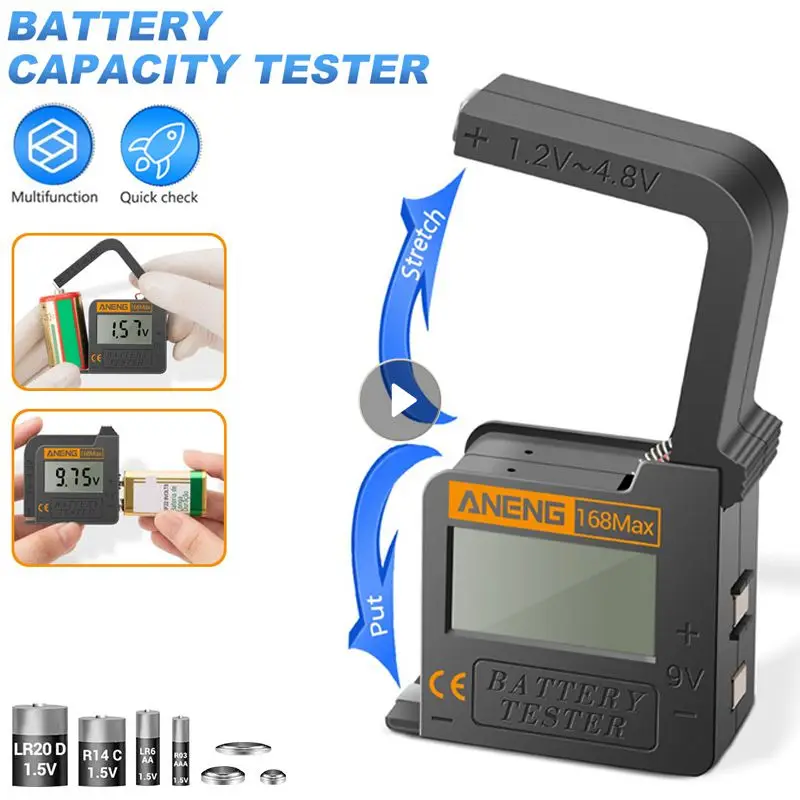 

Digital Battery Capacity Tester Universal Battery Capacity Checker For AA AAA 9V 1.5V Button Cell Battery Testing Tool 168Max