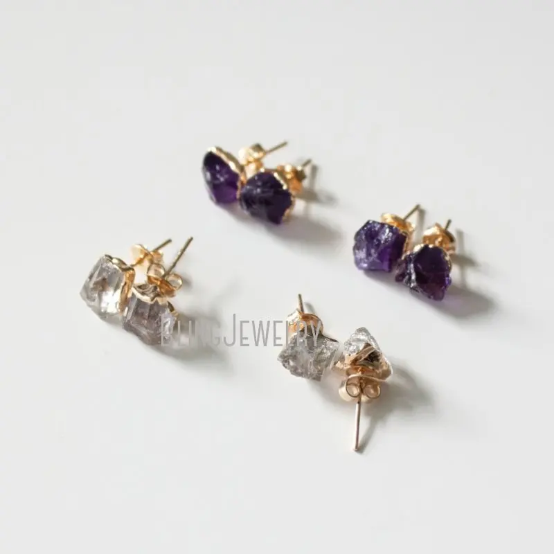 ER41802 пурпурные серьги-гвоздики, серьги с камнем-талисманом в стиле бохо, серьги в стиле рок, Золотые серьги с кристаллами