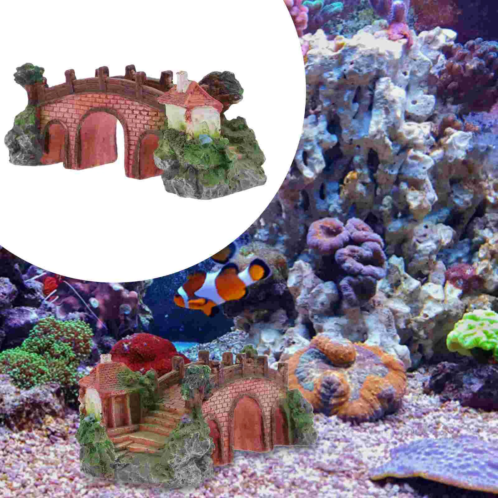 

Bridge Statue Decor Fish Tank Landscaping Decor Artificial Bridge Model Decor Aquarium Decoration for Store Home Office Shop