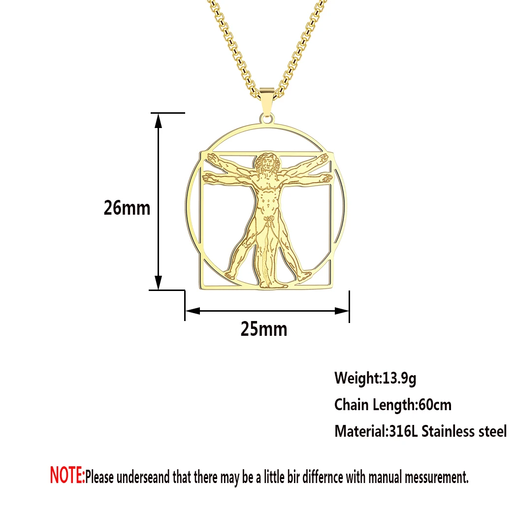 CHENGXUN Leonardo Da Vinci витрувианский кулон ожерелье для мужчин женщин нержавеющая сталь