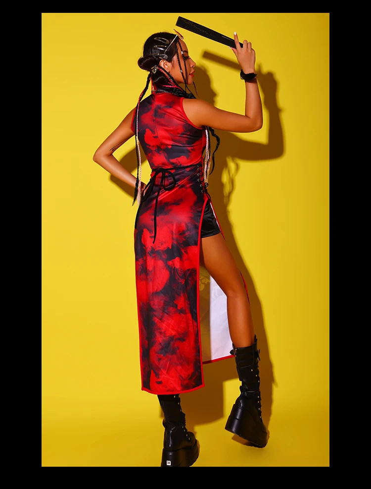 Костюм для джазовых танцев в китайском стиле женщин новый костюм хип-хоп одежда