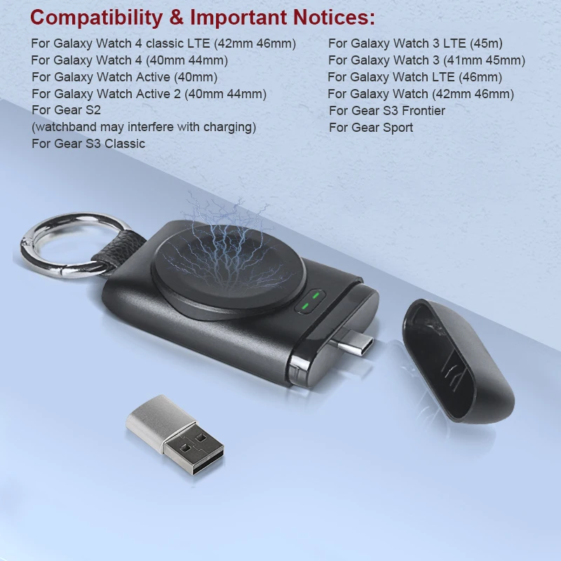 for galaxy watch 4 charger type c wireless charging dock for samsung galaxy watch 3 active 2 1400mah power bank portable magneti free global shipping