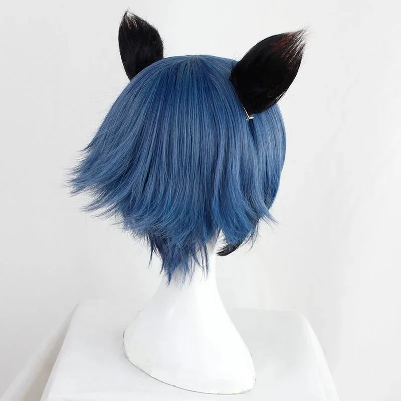 Фото 2025 aaa СОВЕРШЕННО НОВЫЙ ЖИВОТНЫЙ Kagemori Michiru Косплей Синий Короткий Синтетический Парик с Ушками BNA Волосы Парики Хэллоуин Роль №4