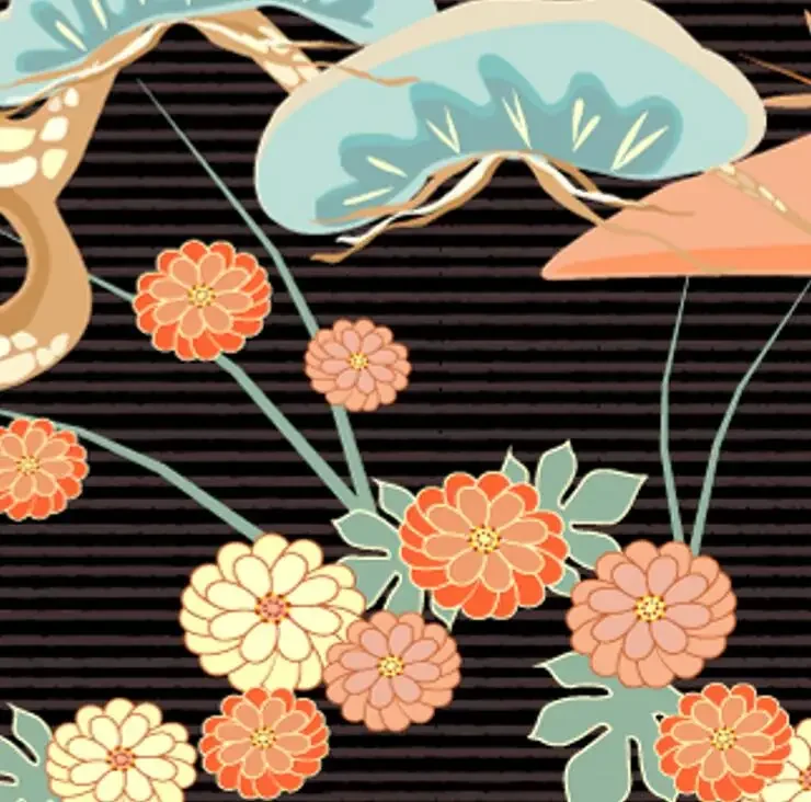 Скатерть в японском стиле с изображением Белого журавля Сакура благоприятные