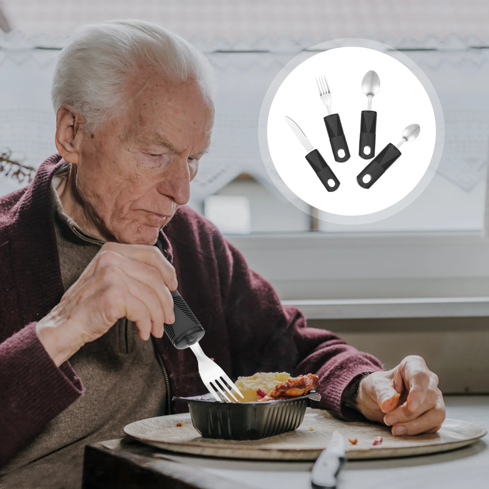 

Utensils Adaptive Silverware Elderly Arthritis Weightedeating Spoon Fork Flatware Tableware Utensil Aid Set Cutlery Tremors