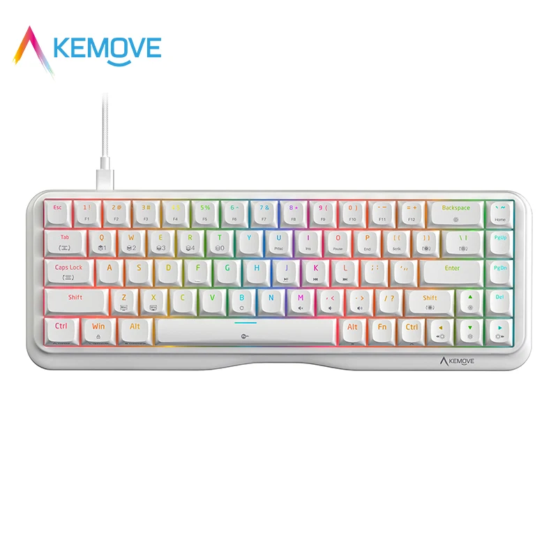 KEMOVE K68SE Mechanical Gaming Keyboard RGB Backlit Programmable Wired Keyboard PBT 68 Keys Multicolor Side Light Mac Win