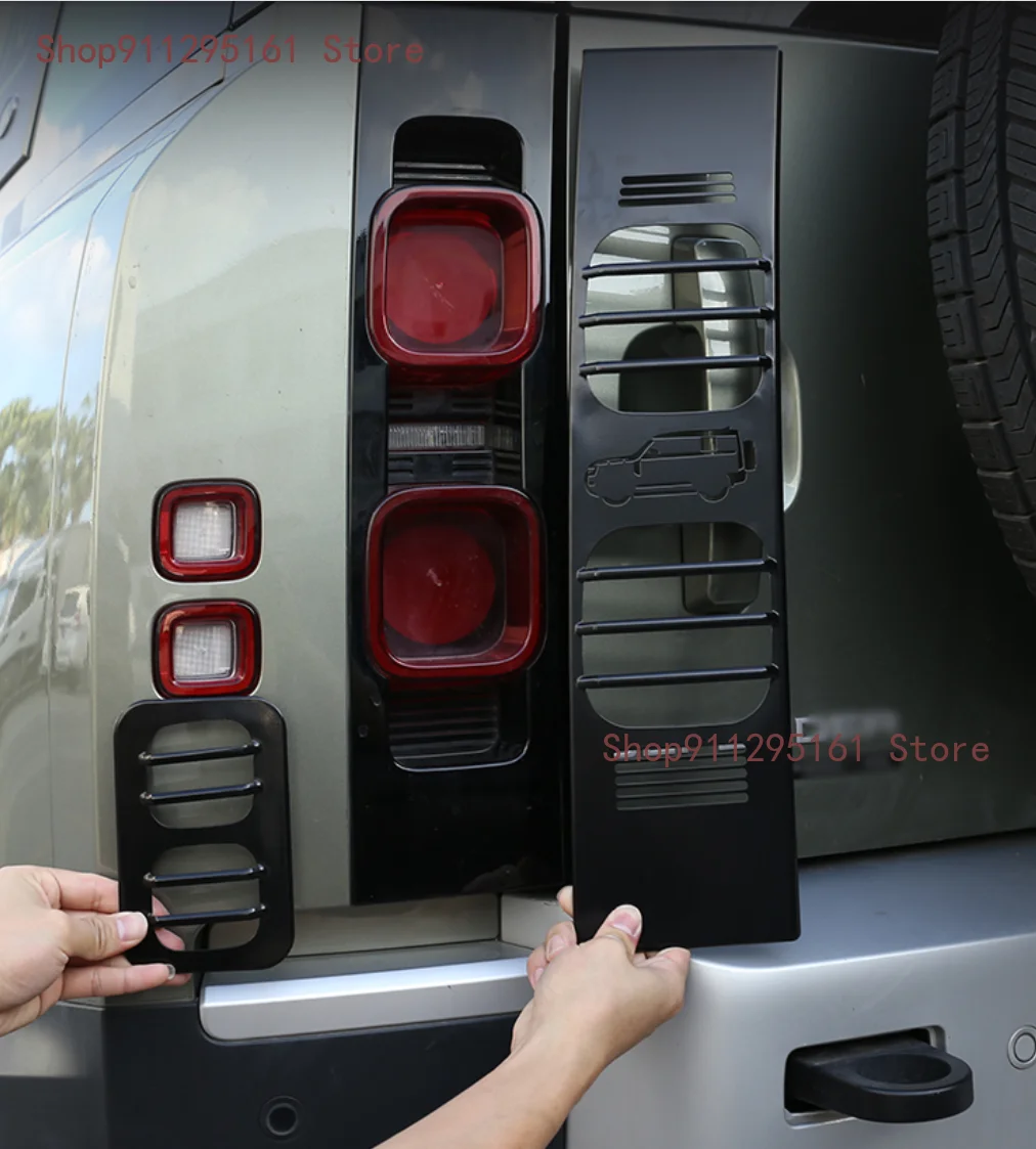 

Car Rear Brake Light Wide Indicator Light Metal Protective Net Cover Car Accessories For Land Rover Defender 110 2020-2021