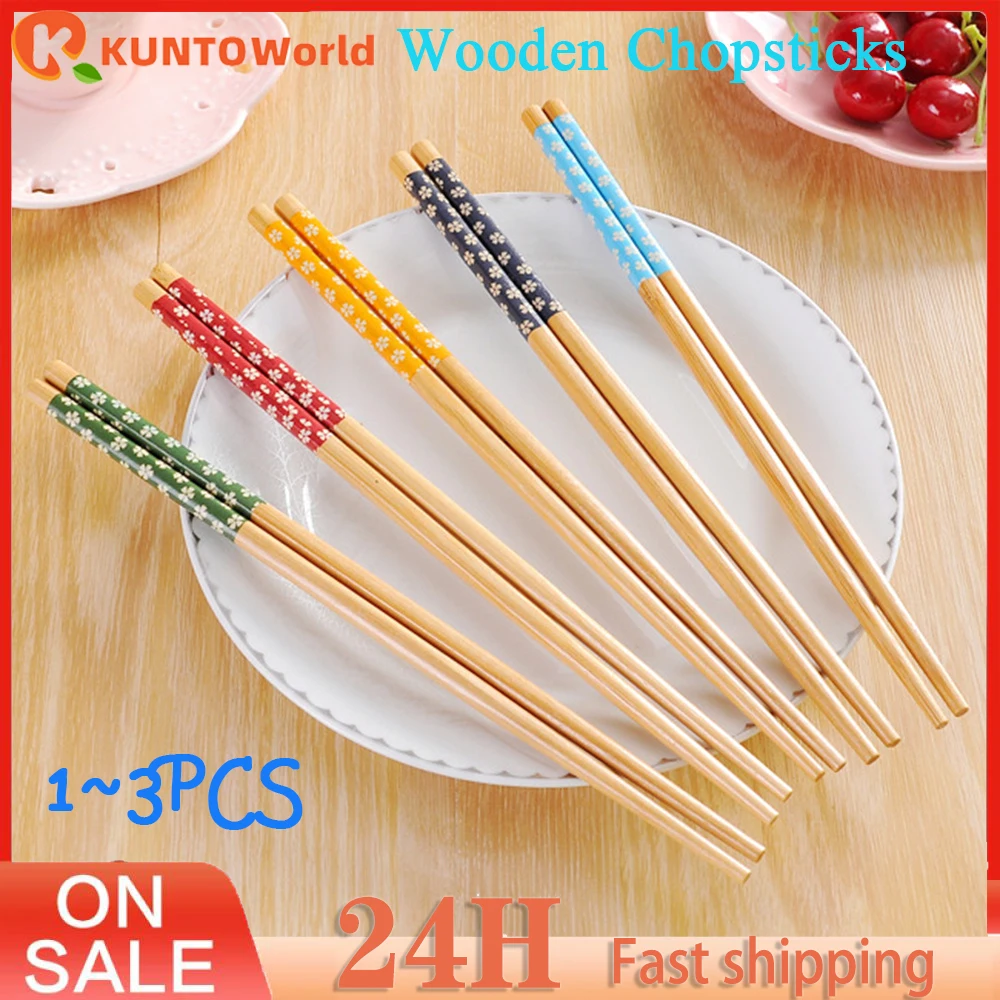 

1~3PCS Classic Wooden Chopsticks Safety And Health Bamboo Tableware Bamboo Chopsticks durable Adults Chopsticks Kitchen Tools