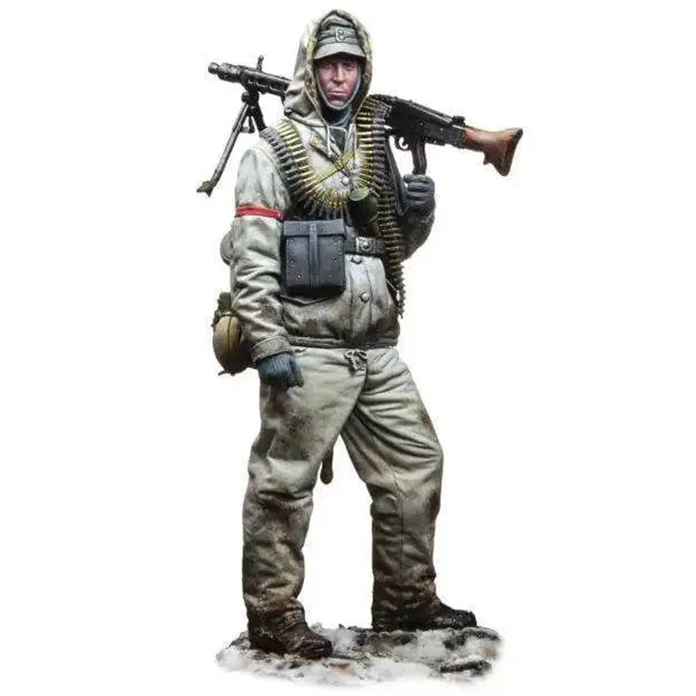 Фото Масштаб 1/24 AndreaWorld MG42 SS Schutze 1944, модель солдата из смолы, неокрашенная миниатюрная игрушка для рукоделия, комплект статуи Варрио №2
