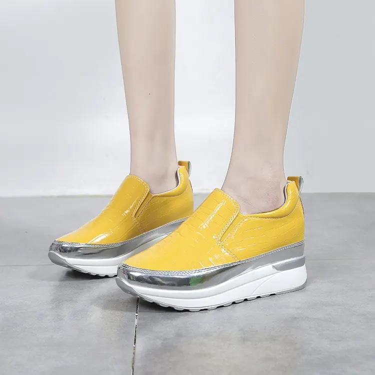 

Женские туфли на платформе, серебристые туфли на толстой подошве, без застежки