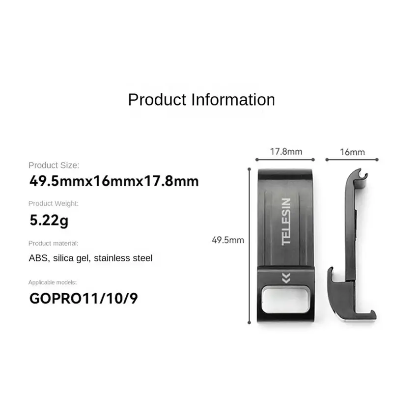 2X TELESIN для Gopro 9 10 11, крышка батарейного отсека, водонепроницаемая боковая крышка, крышка для зарядки Type-C, аксессуары для спортивных камер (art.: 3920dbc0b306c) - 3920dbc0b306c
