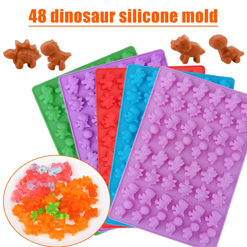 

Cute Little Dinosaur Silicone Molds Chocolate Mould Ice Tray Mould Soft Candy Mould With Dropper Chocolate Ice Candy Cute @LS