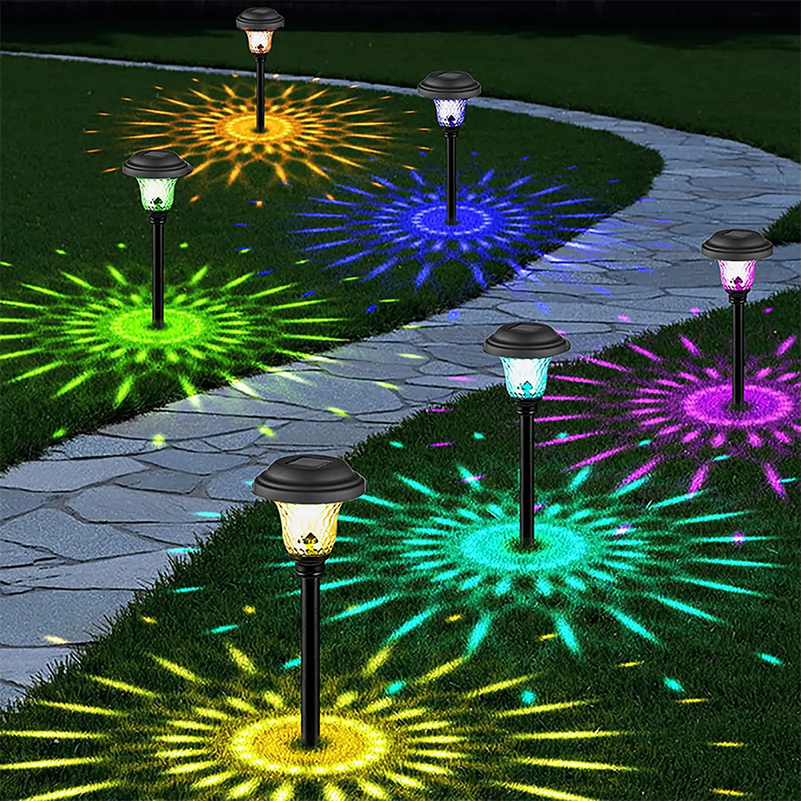 

Waterproof Solar Lawn Lamp Beautiful Refraction Shadow Pattern Garden Decoration Landsape Light Villa Pathway Solar Garden Lamp