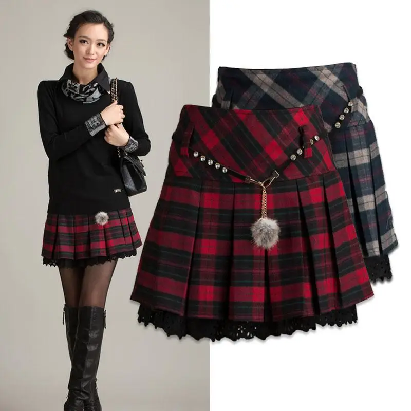 

Women Mini Skirt High Waist A Line Pleated Short Skirts Ladies 2022 Winter Korean Style All Match Casual Commuter Skirts T212