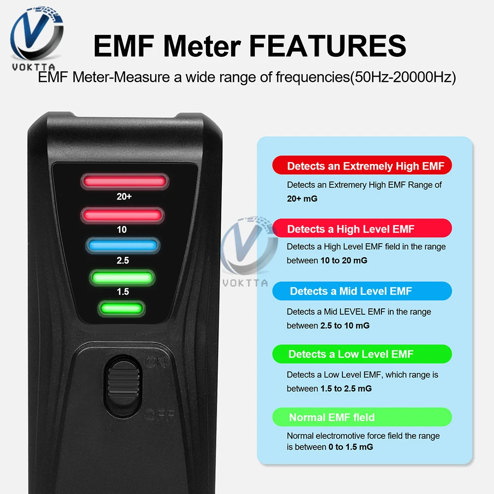 Измерительный прибор EMF тестер электромагнитного излучения 5 цветов