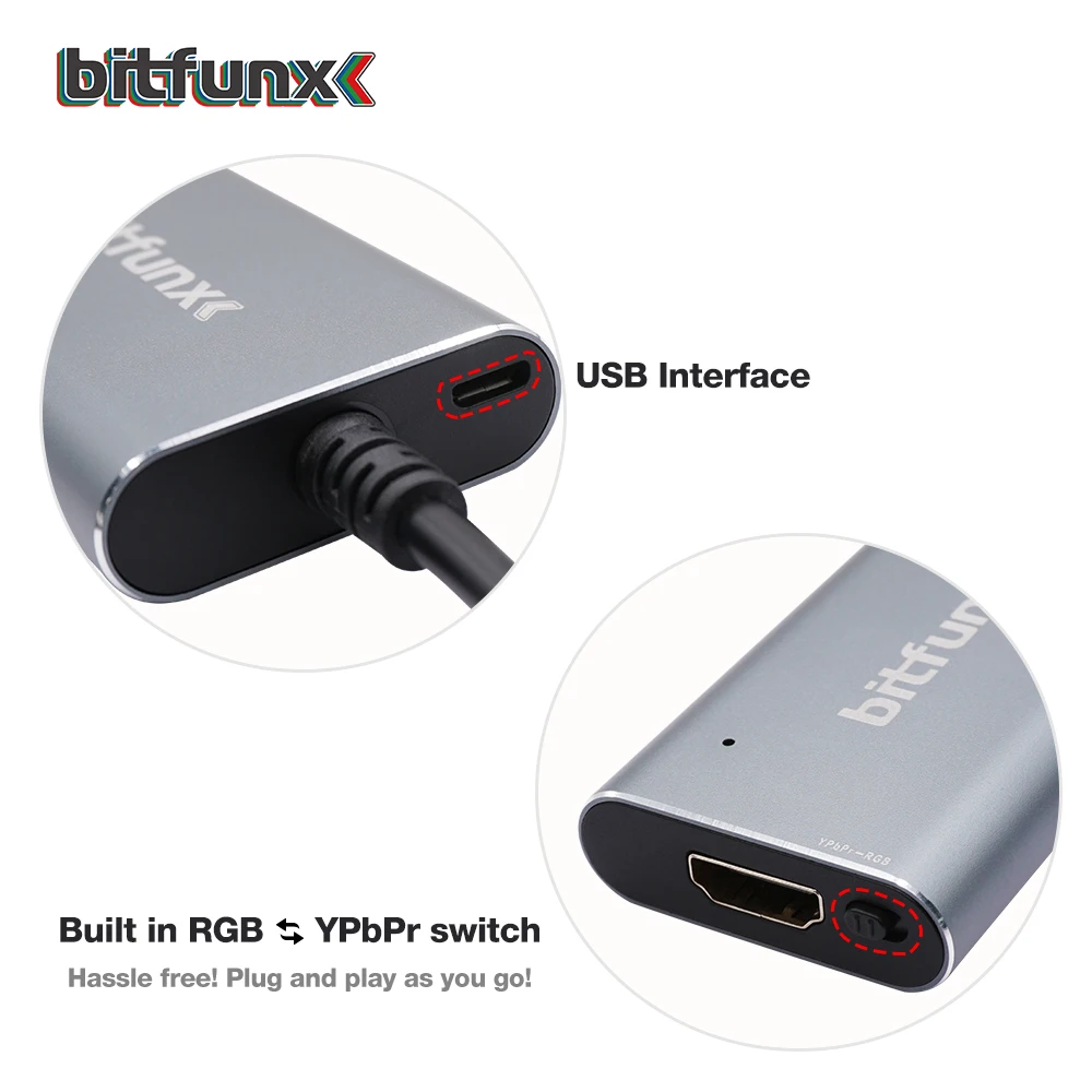 Конвертер Bitfunx PS2 в HDMI для игровых консолей PS1 PlayStation 1/2 с переключателем RGB YPbPr |